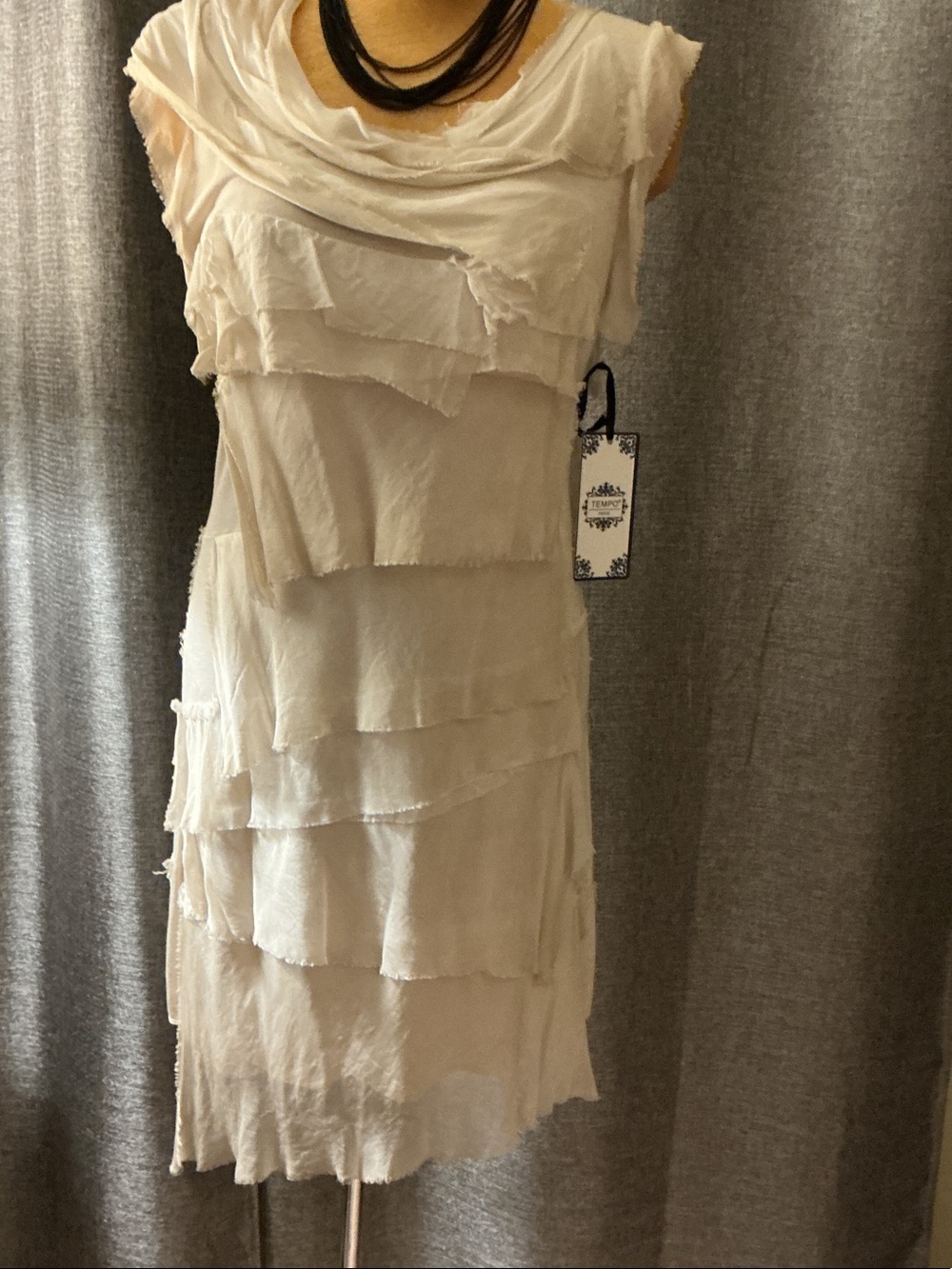 Tempo Paris Cream Layered Sleeveless Midi Dress